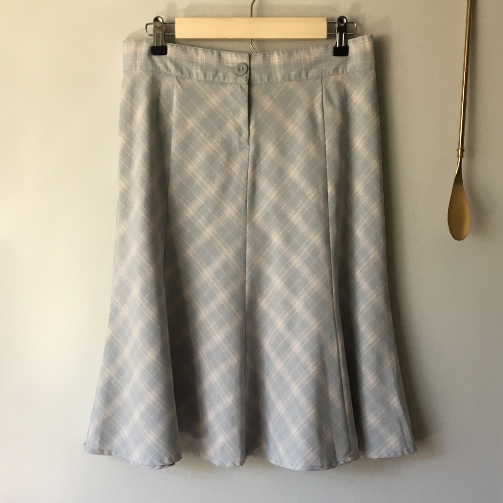 Blue & Peach Plaid A-Line Skirt